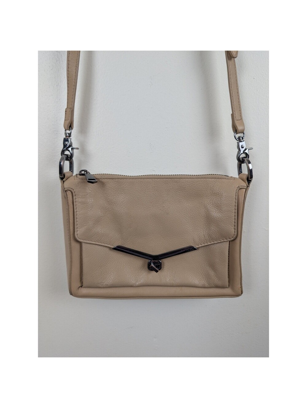 Botkier Beige Leather Crossbody Purse Small Bag Rectangle 9x7"